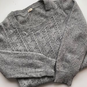 J. Crew Factory gray wool blend cable knit sweater
